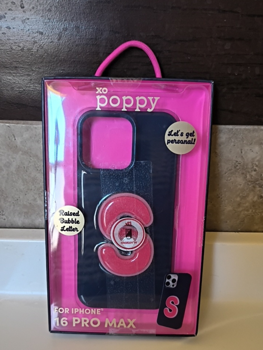 XO Poppy Navy Bubble Letter Phone Case for iPhone 16 Pro Max. Navy Blue.